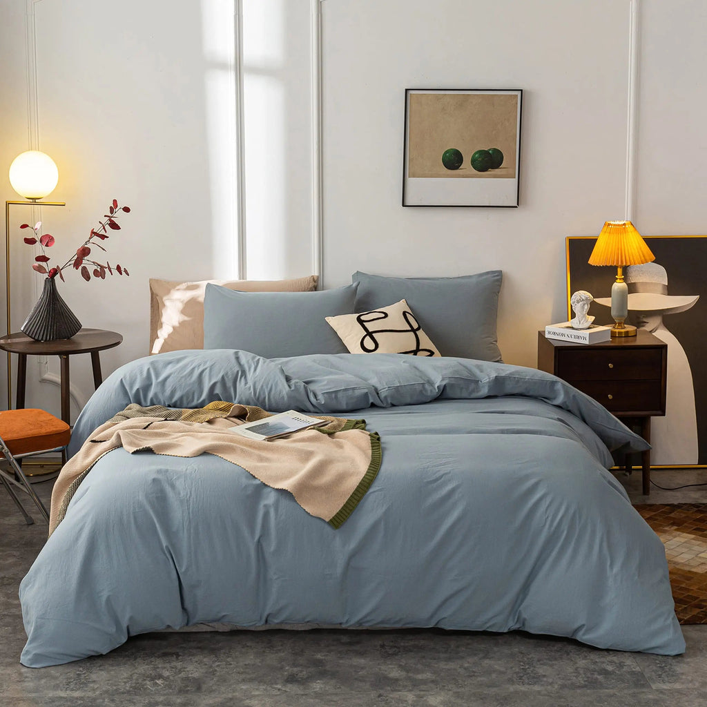 Set copripiumino elegante in microfibra con chiusura a cerniera per un comfort traspirante tutto l'anno