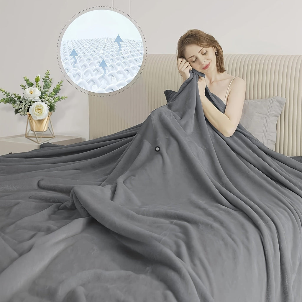 Manta de Pêlo Reversível Luxuosa com Textura Suave para Conforto em Todas as Estações