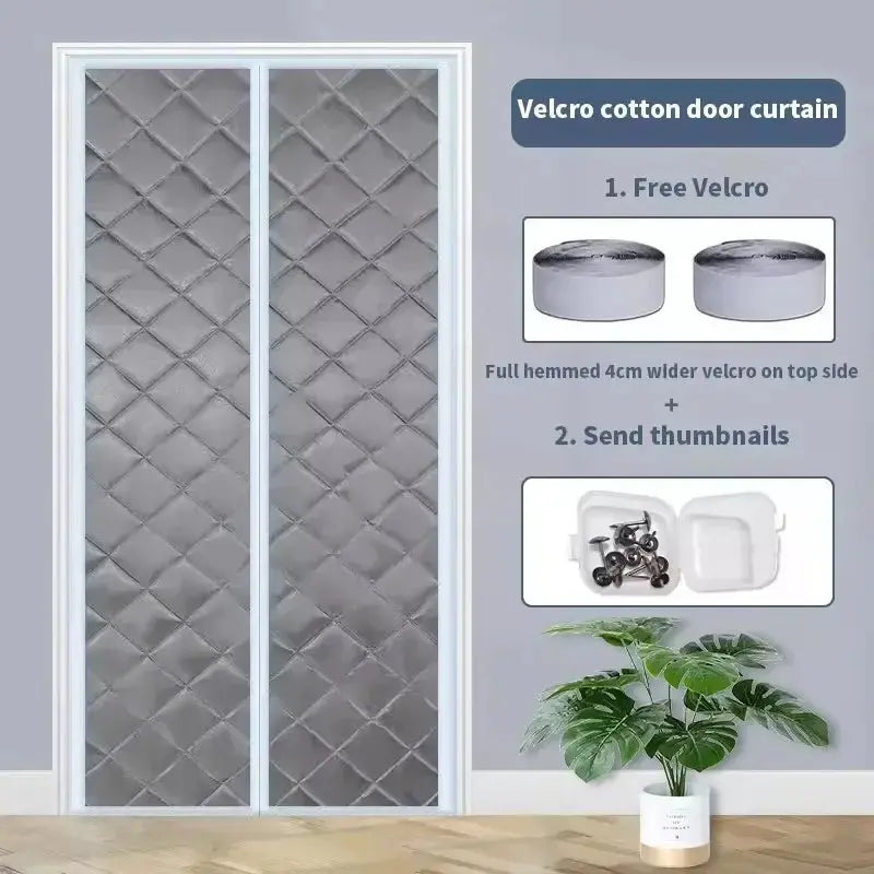 Waterproof Door Curtain With Thick Cotton Insulation And Magnetic Closure