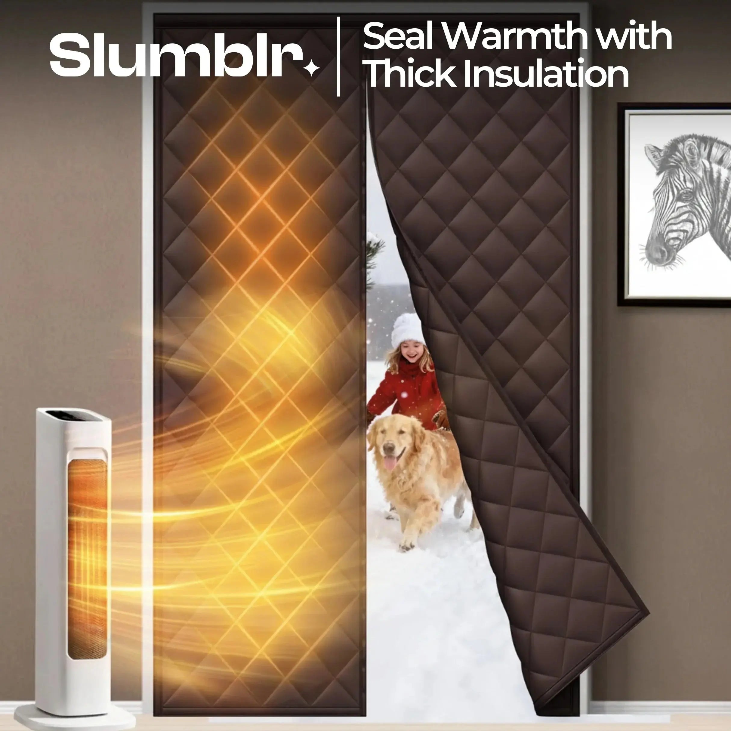 Waterproof Door Curtain With Thick Cotton Insulation And Magnetic Closure
