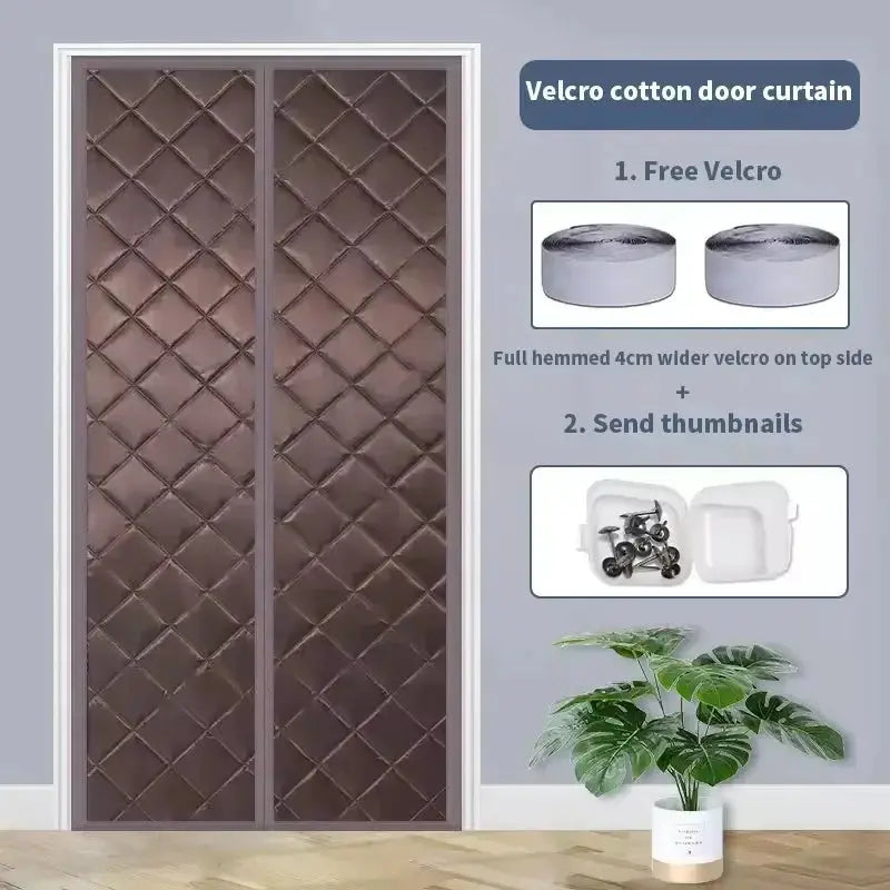 Waterproof Door Curtain With Thick Cotton Insulation And Magnetic Closure