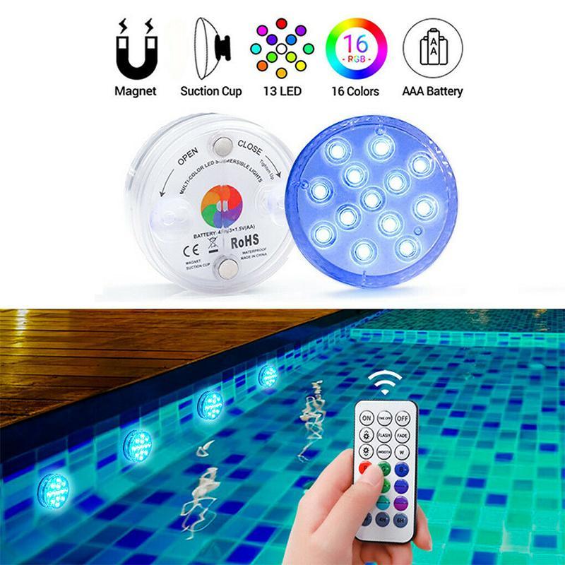 Lumină plutitoare magnetică pentru piscină cu telecomandă LED, 12 culori pentru atmosferă nocturnă