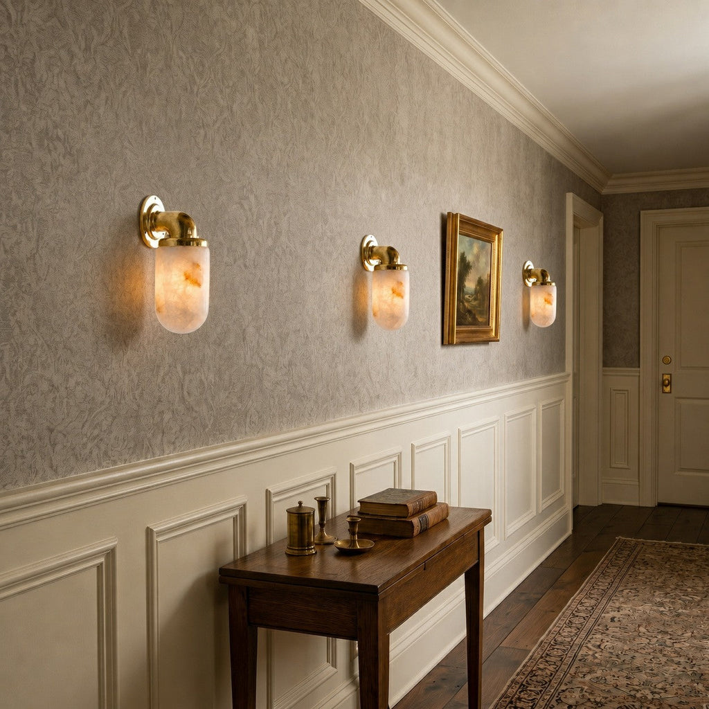 Aplique de pared utilitario vintage color alabastro | Ormexis