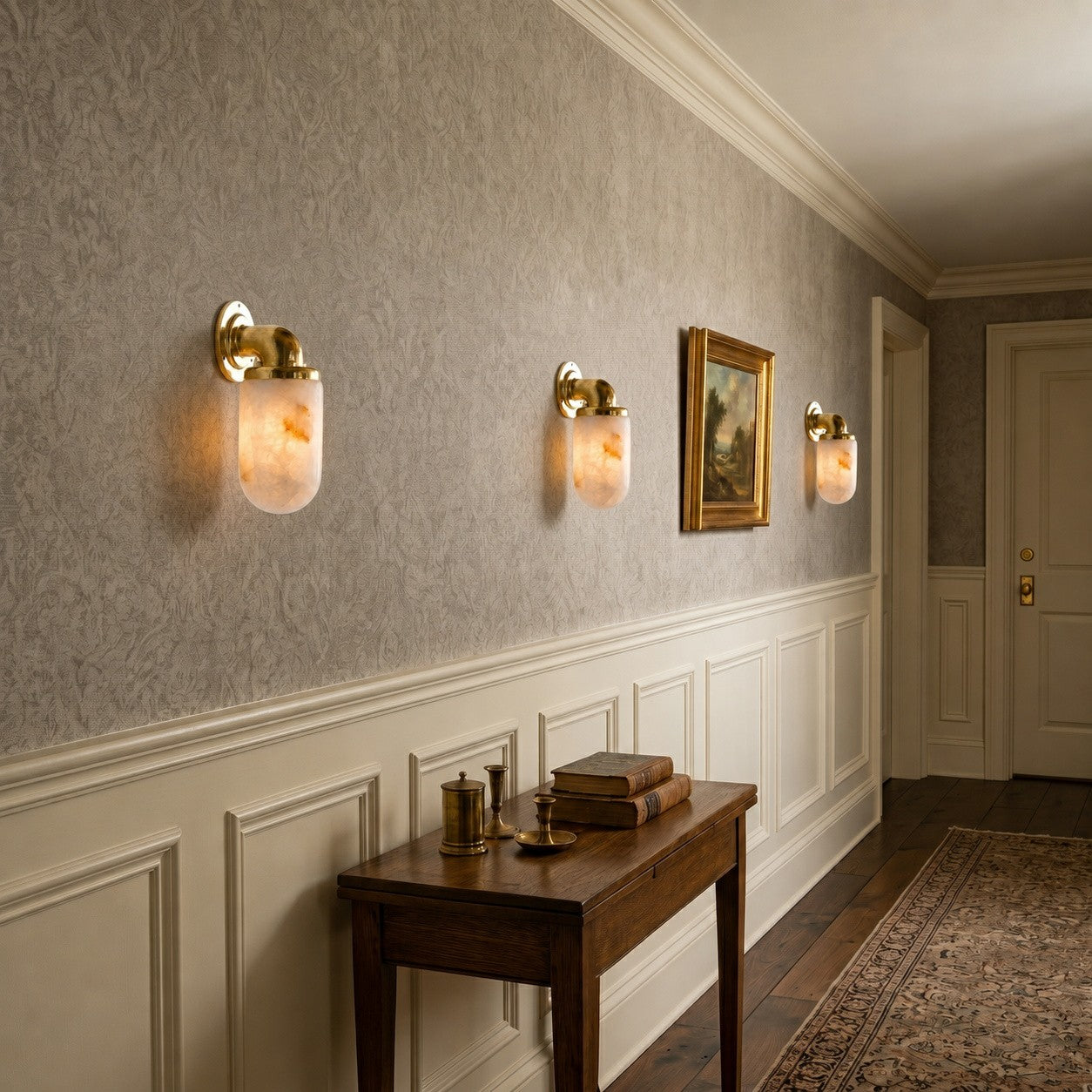 Aplique de pared utilitario vintage color alabastro | Ormexis
