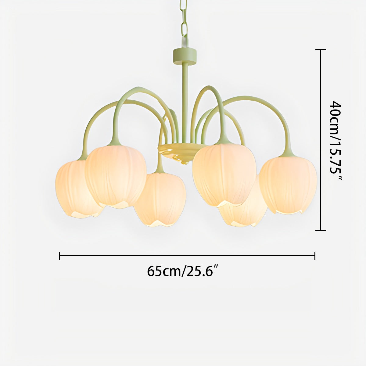 Romantic Tulip Chandelier With Matcha Green Finish