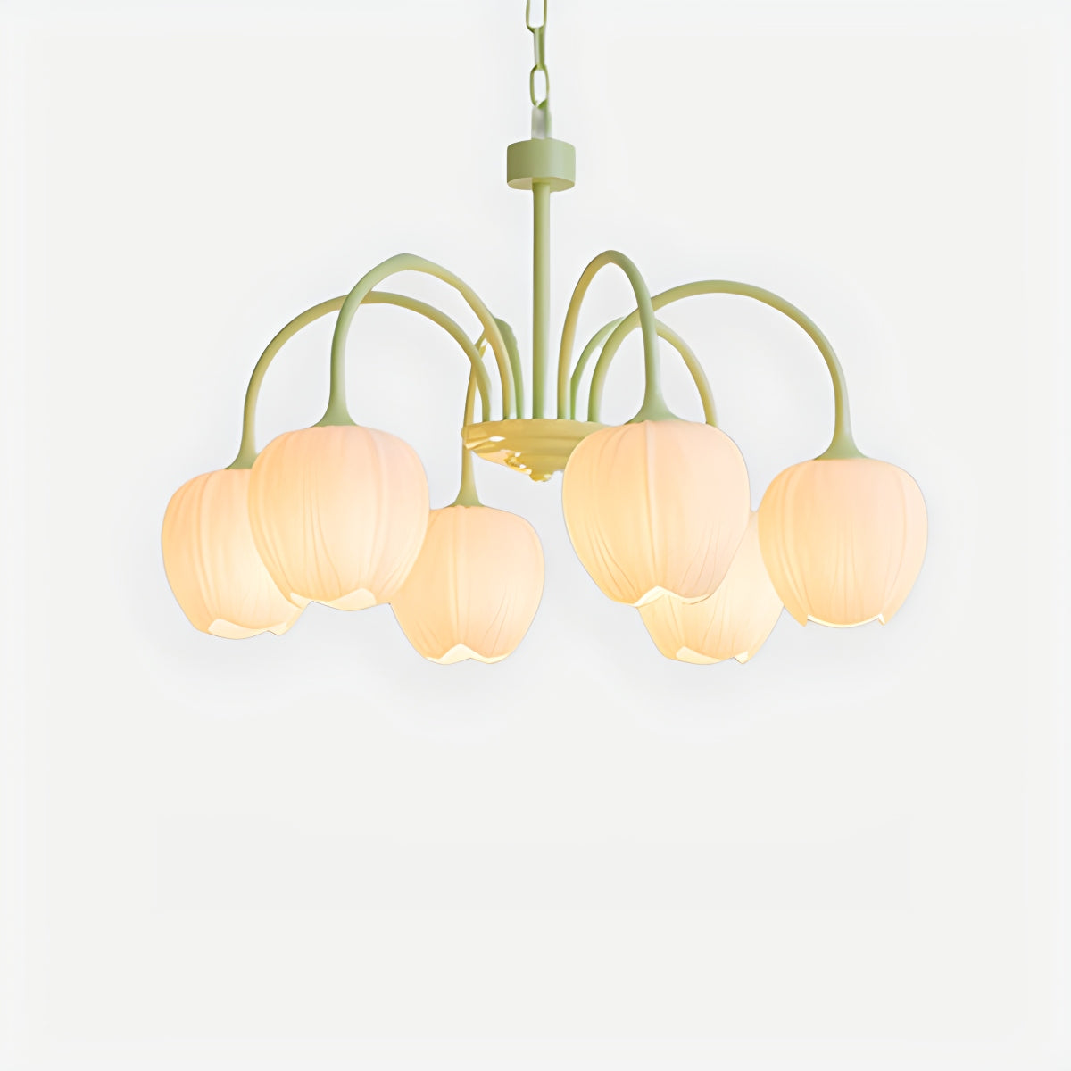 Romantic Tulip Chandelier With Matcha Green Finish