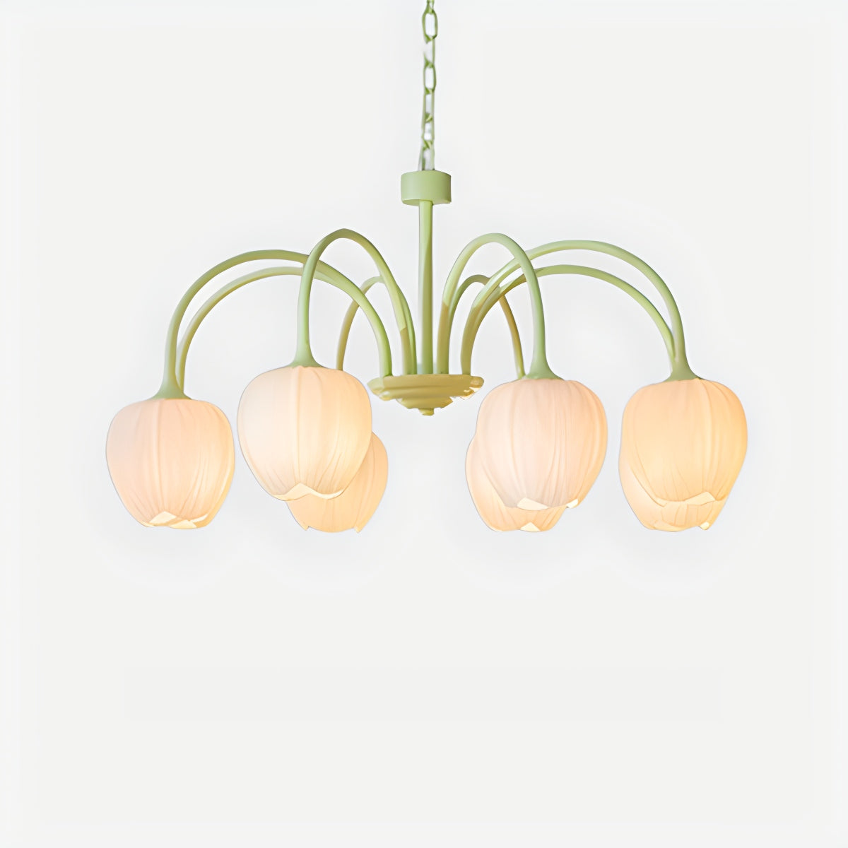 Romantic Tulip Chandelier With Matcha Green Finish