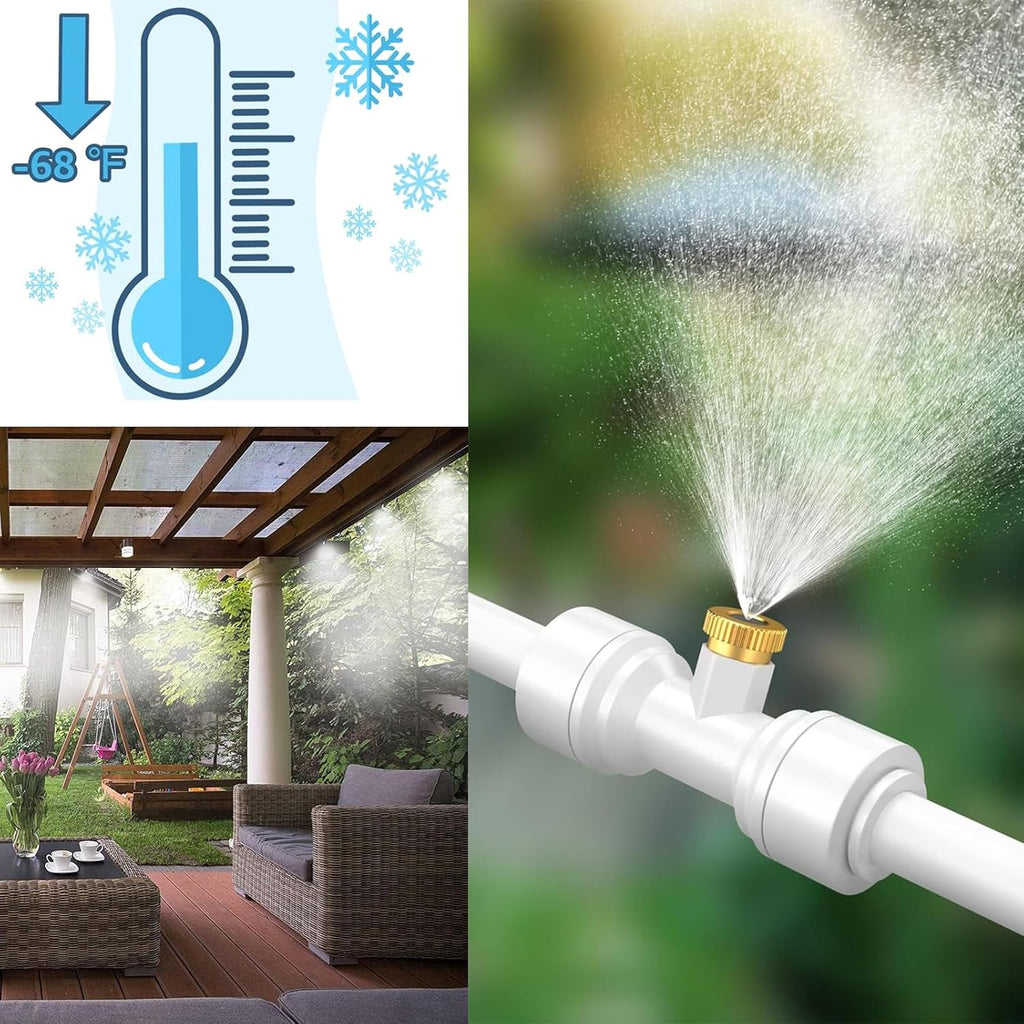 Système de brumisation extérieur avec installation rapide pour rafraîchir jardin et patio