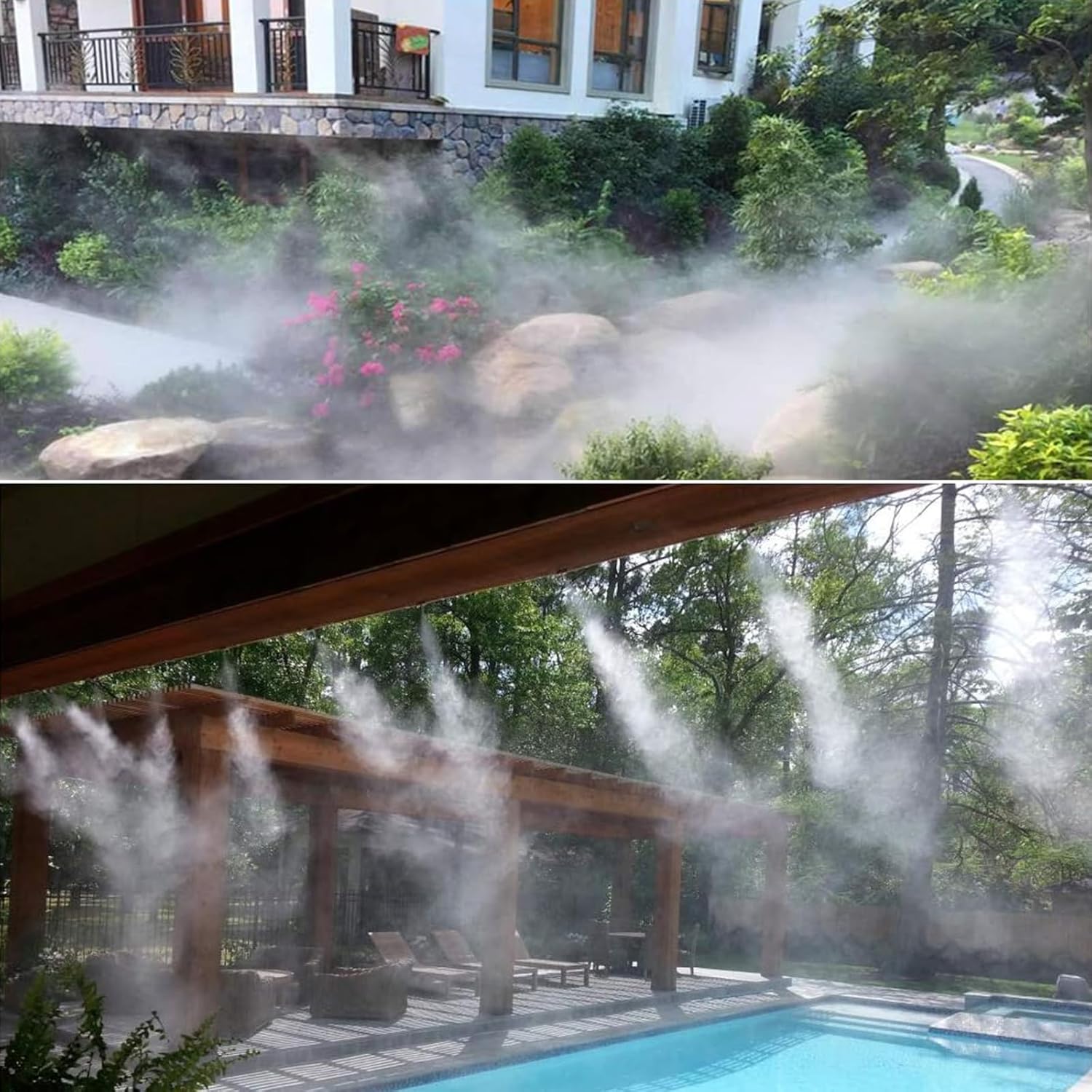 Système de brumisation extérieur avec installation rapide pour rafraîchir jardin et patio