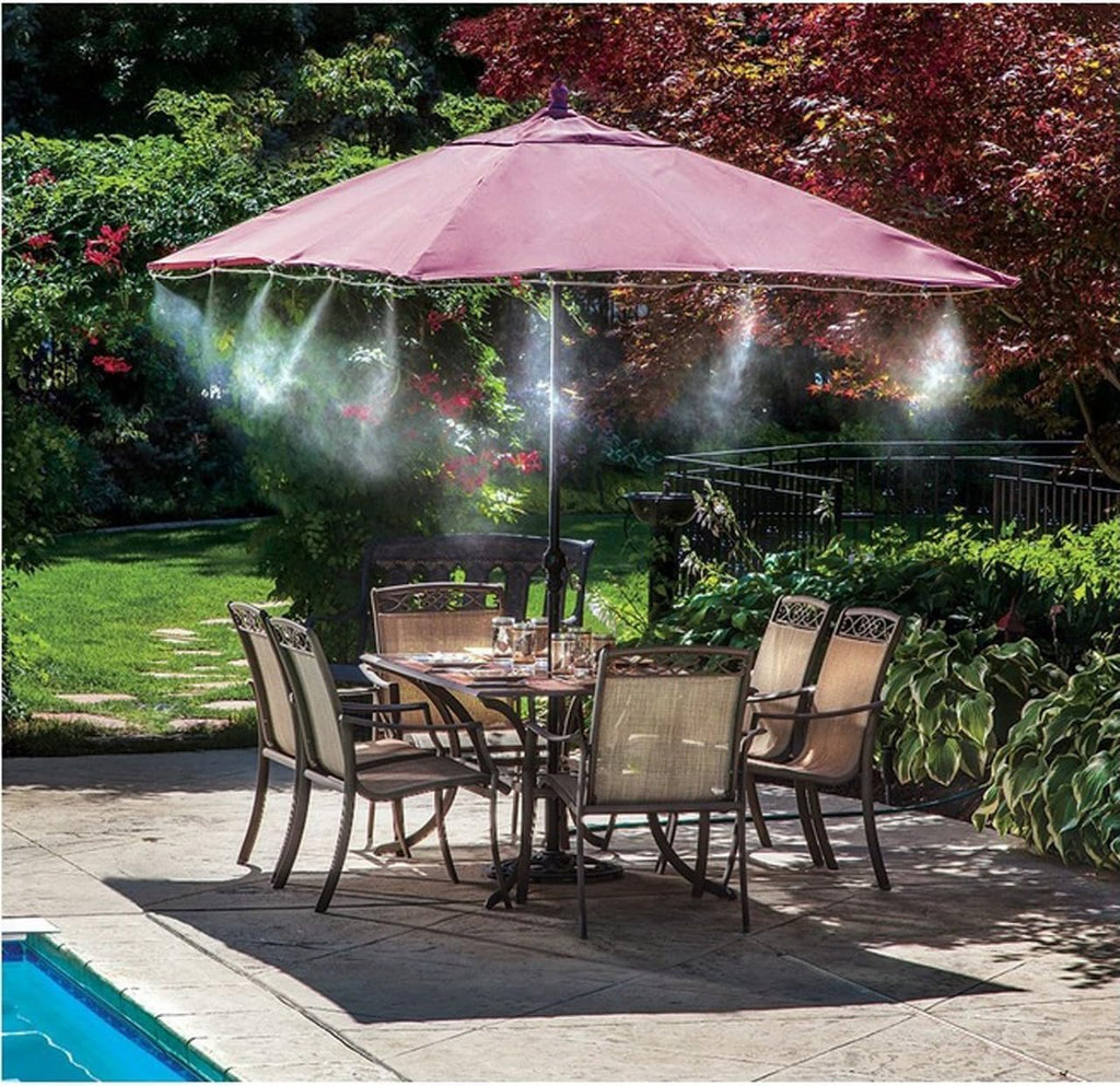 Système de brumisation extérieur avec installation rapide pour rafraîchir jardin et patio