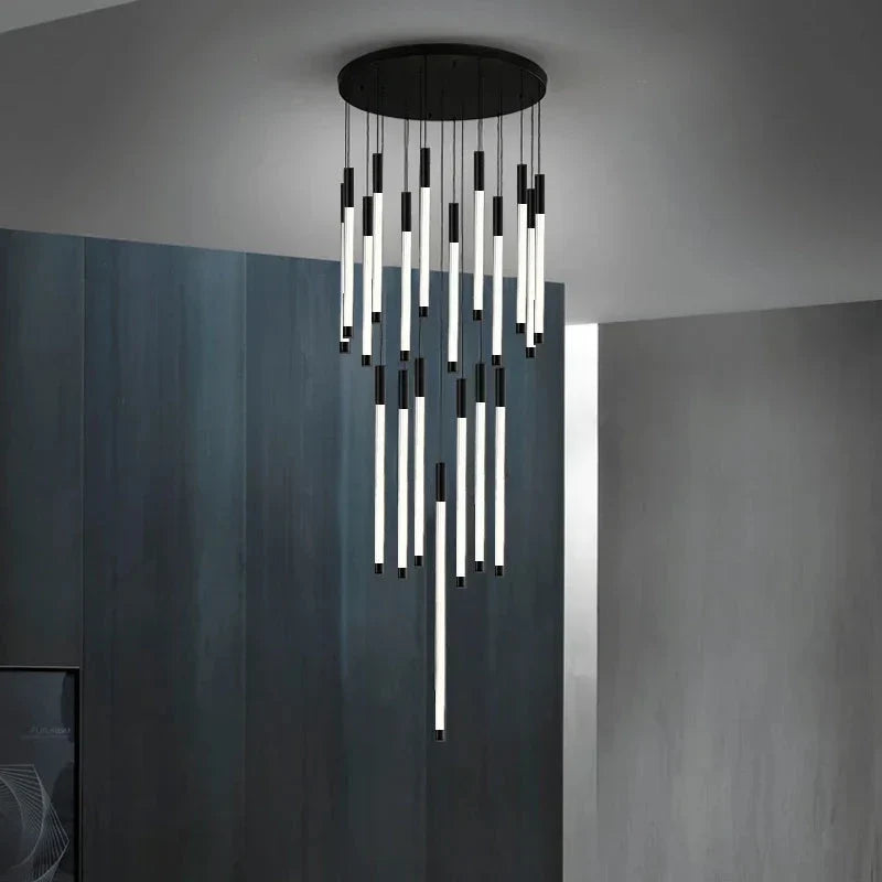 Atia Modern Long Chandelier For Staircase Black/Gold/Silver | Ormexis