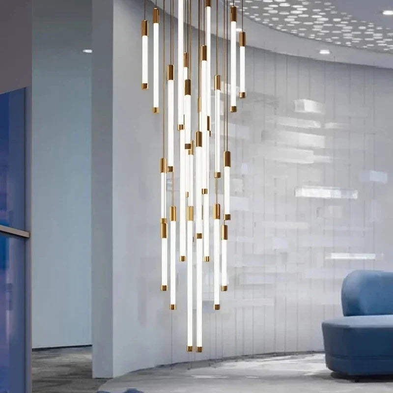 Atia Modern Long Chandelier For Staircase Black/Gold/Silver | Ormexis