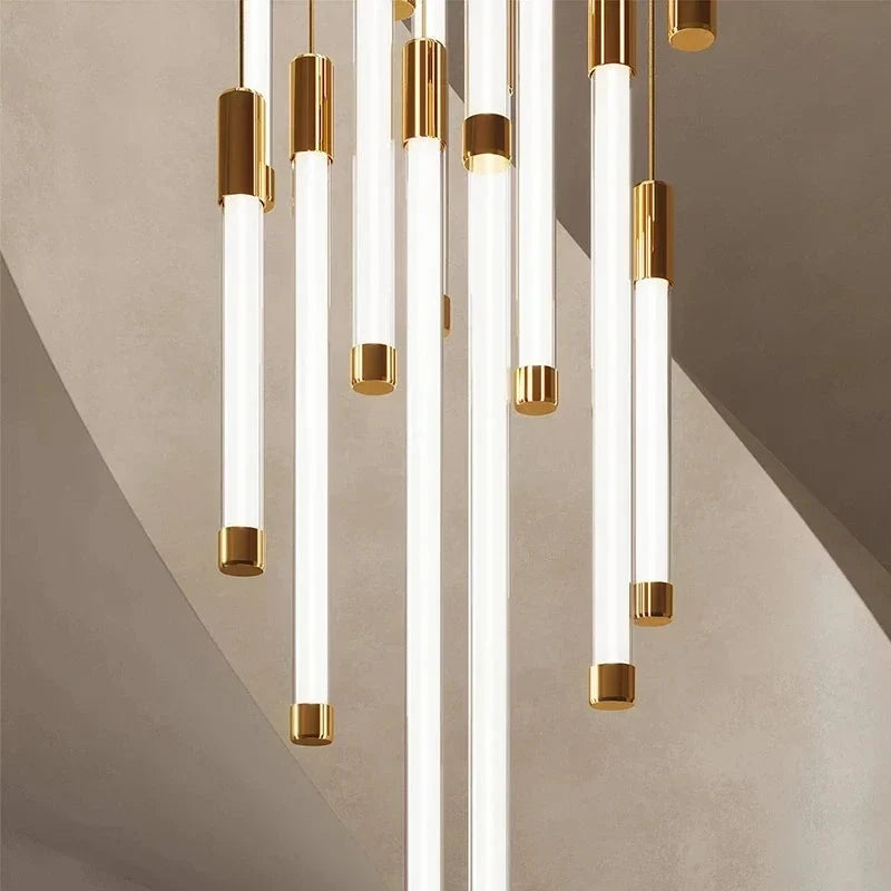 Atia Modern Long Chandelier For Staircase Black/Gold/Silver | Ormexis