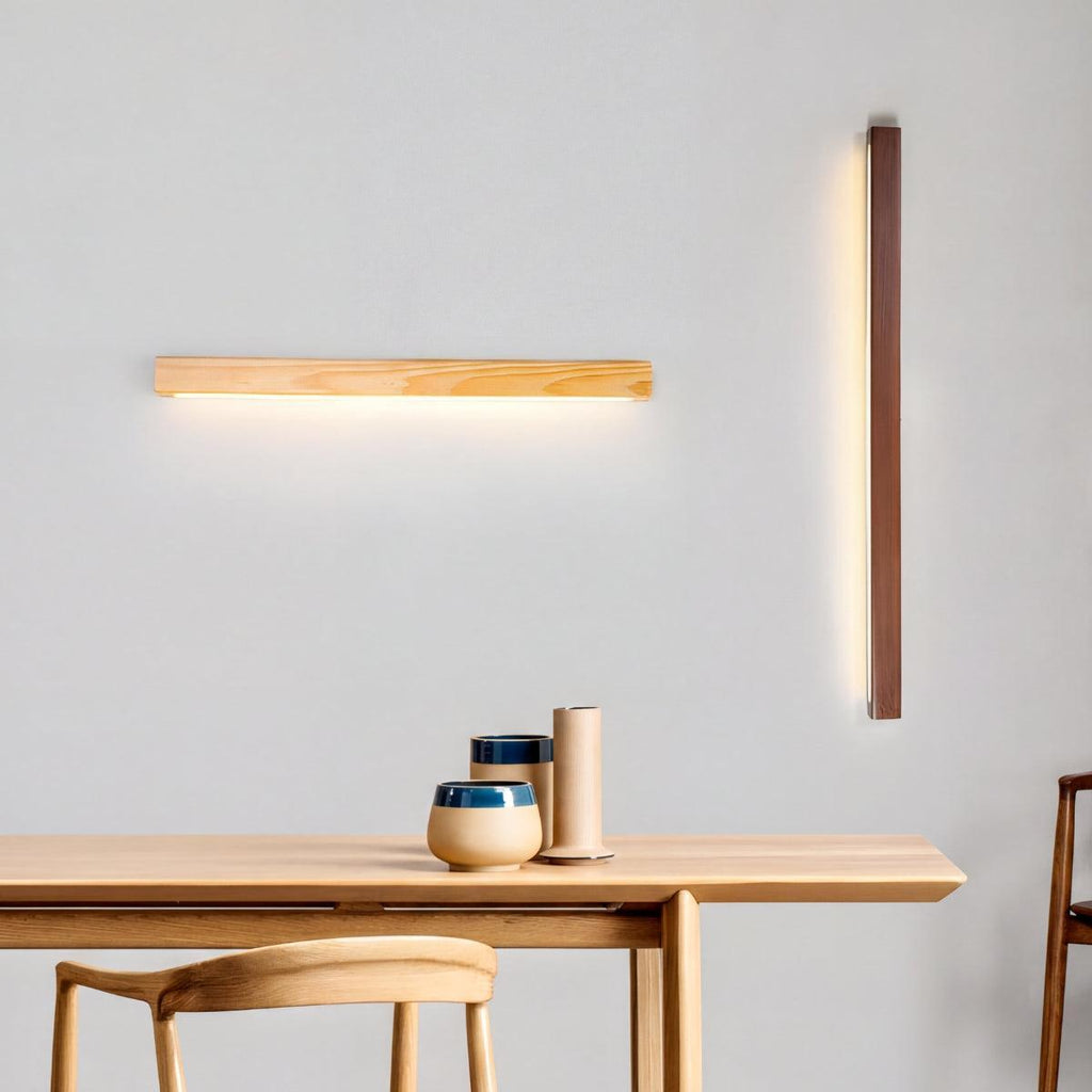 Candeeiro de parede moderno para toucador com design minimalista e elegante em madeira | Ormexis