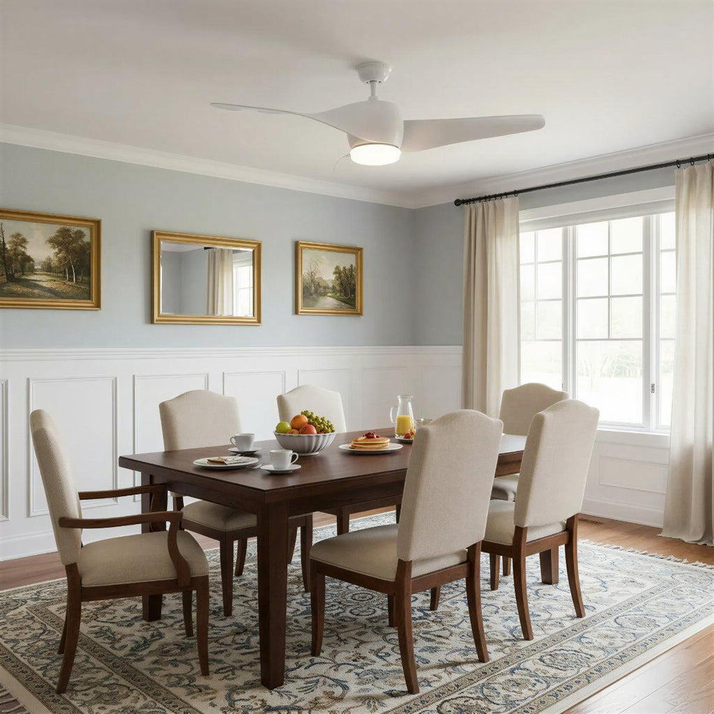 Modern Wooden Curved Ceiling Fan With Light | Ormexis