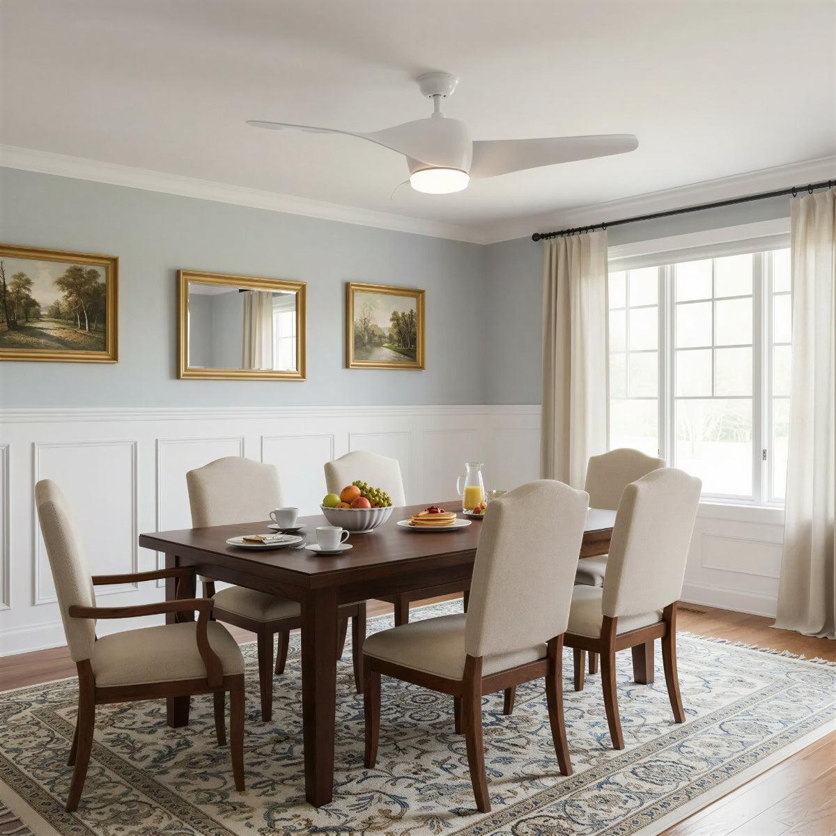 Modern Wooden Curved Ceiling Fan With Light | Ormexis