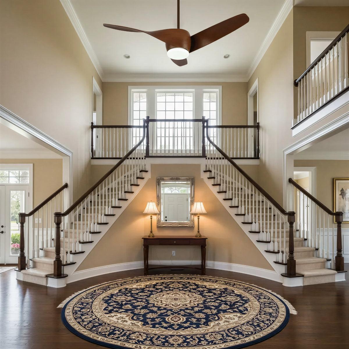 Modern Wooden Curved Ceiling Fan With Light | Ormexis