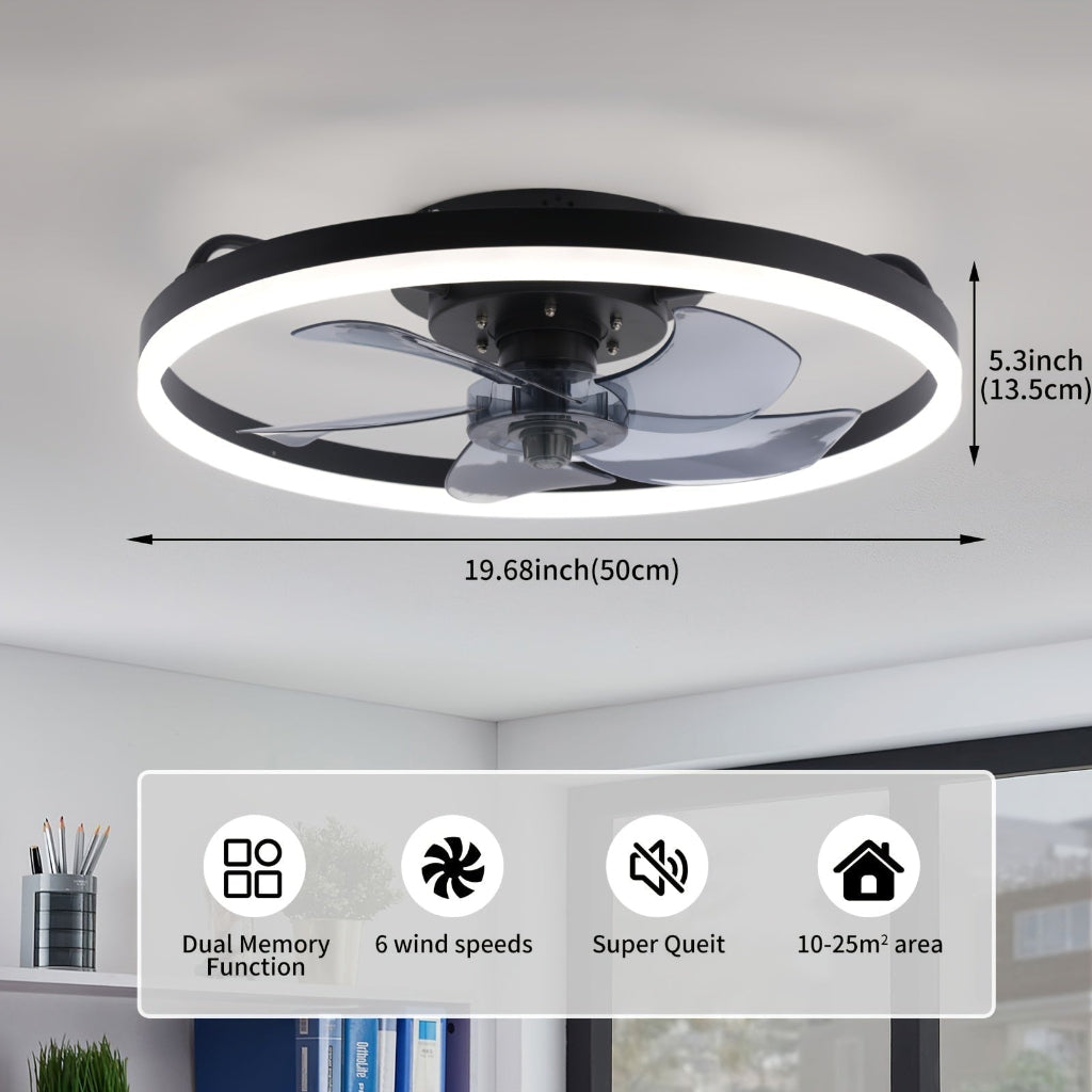 Stropní ventilátor s přímým montážním systémem a stmívatelným LED osvětlením