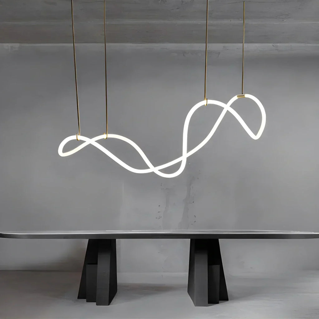 Pendellampe med lang slange for spisestue, moderne LED-armatur