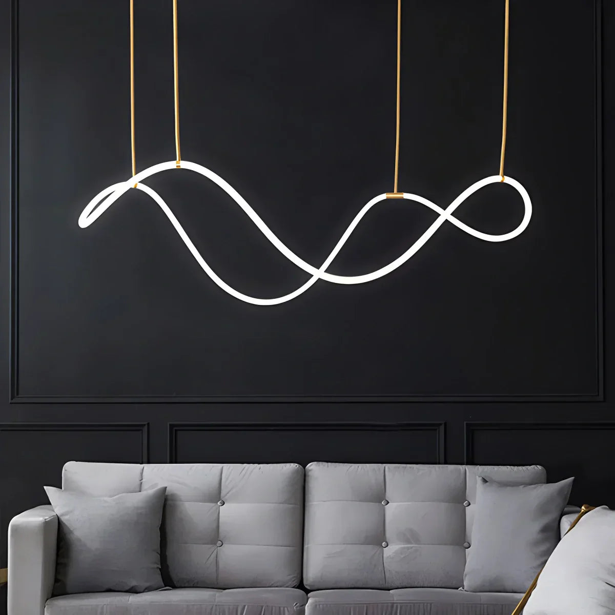 Pendellampe med lang slange for spisestue, moderne LED-armatur