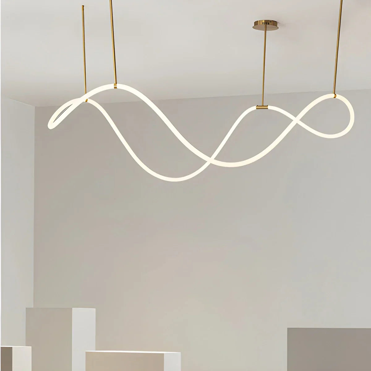 Pendellampe med lang slange for spisestue, moderne LED-armatur