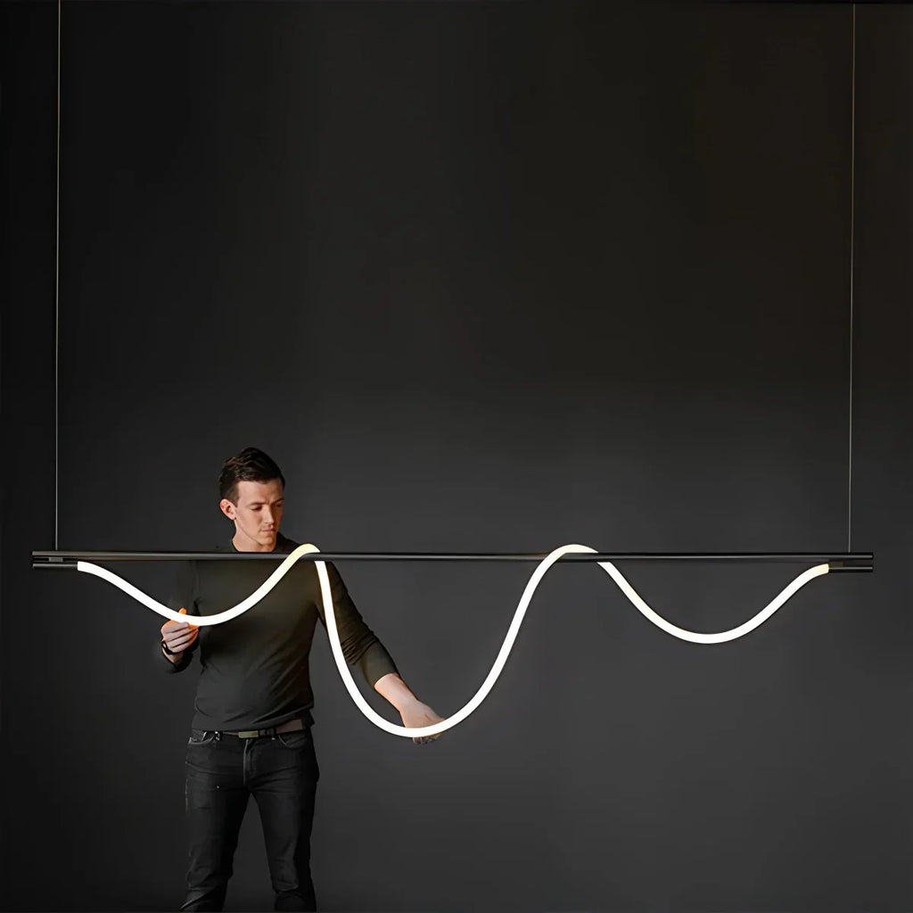 Pendellampe med lang slange for spisestue, moderne LED-armatur