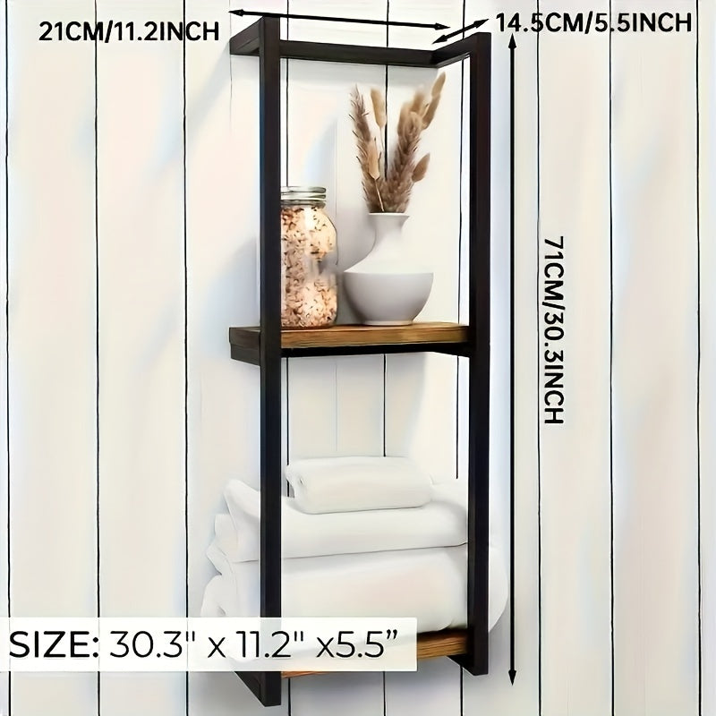 Sleek Towel Rack With Waterproof Shelf For Bathroom Storage
