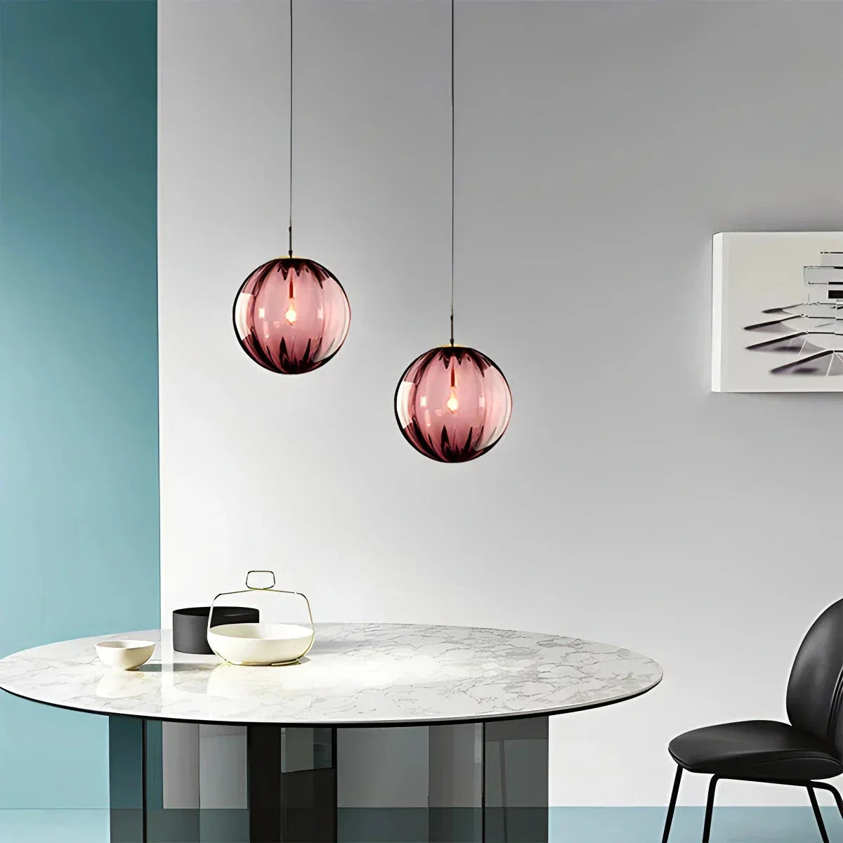 Nordic Glass Globe Pendant Light With Water Pattern For Modern Homes