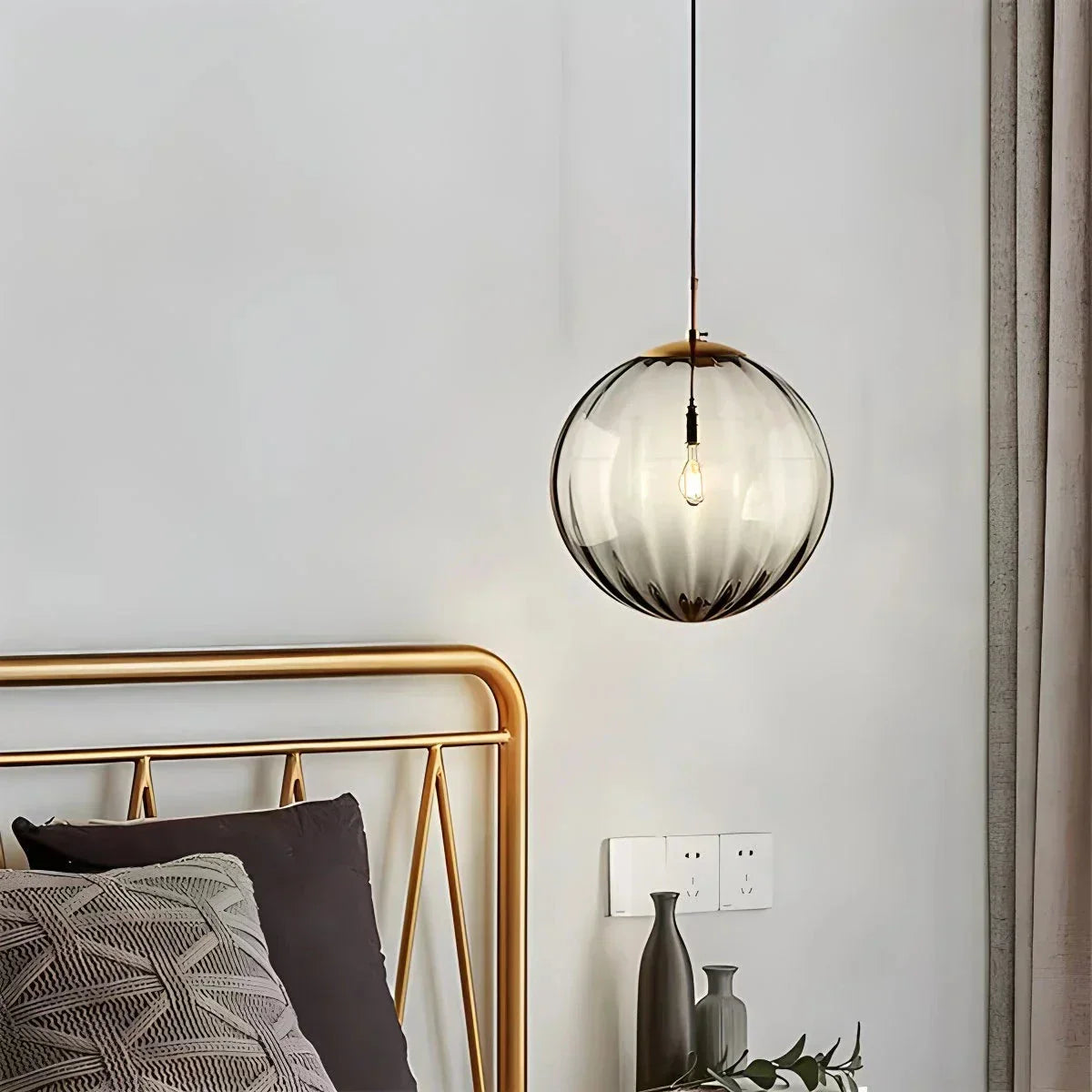 Nordic Glass Globe Pendant Light With Water Pattern For Modern Homes