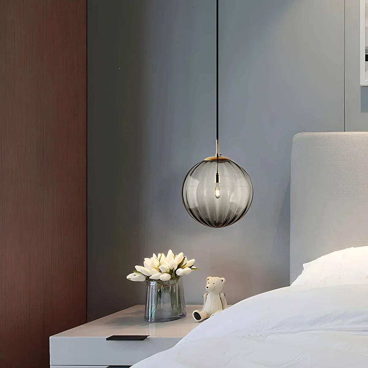 Nordic Glass Globe Pendant Light With Water Pattern For Modern Homes