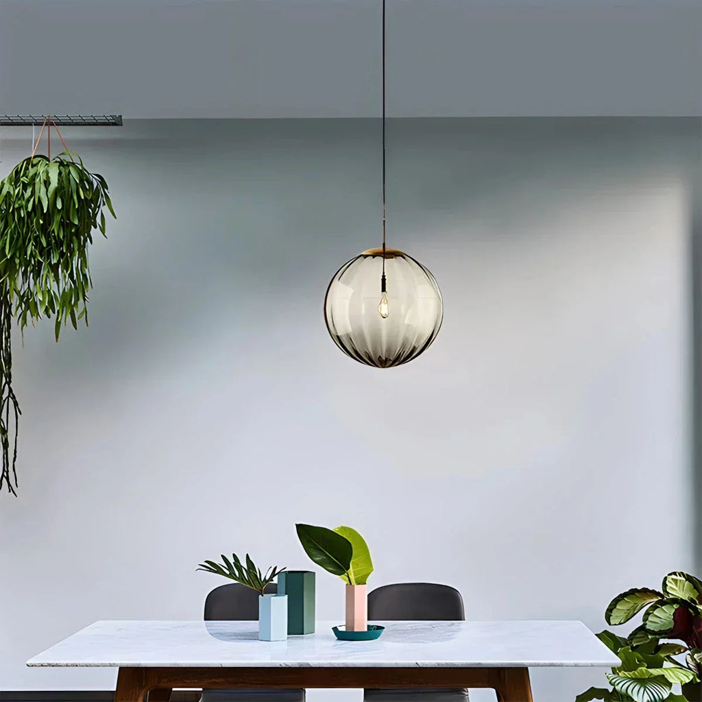 Nordic Glass Globe Pendant Light With Water Pattern For Modern Homes