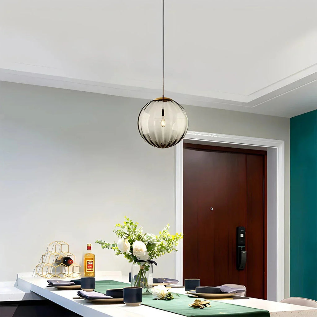 Nordic Glass Globe Pendant Light With Water Pattern For Modern Homes