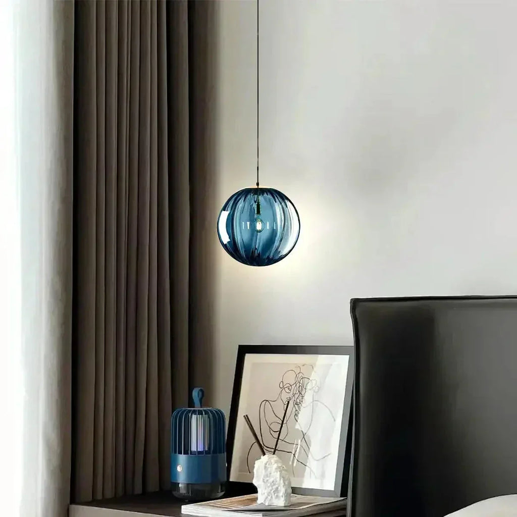 Nordic Glass Globe Pendant Light With Water Pattern For Modern Homes