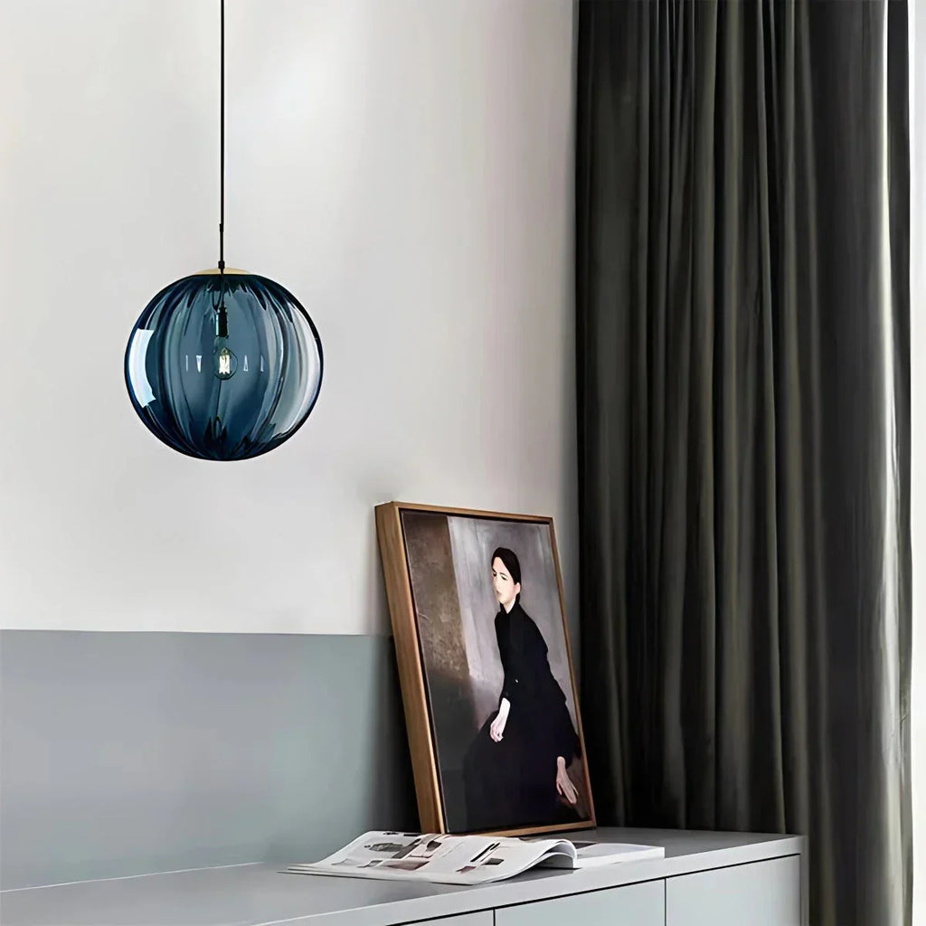 Nordic Glass Globe Pendant Light With Water Pattern For Modern Homes