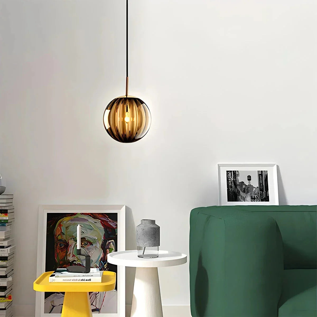 Nordic Glass Globe Pendant Light With Water Pattern For Modern Homes