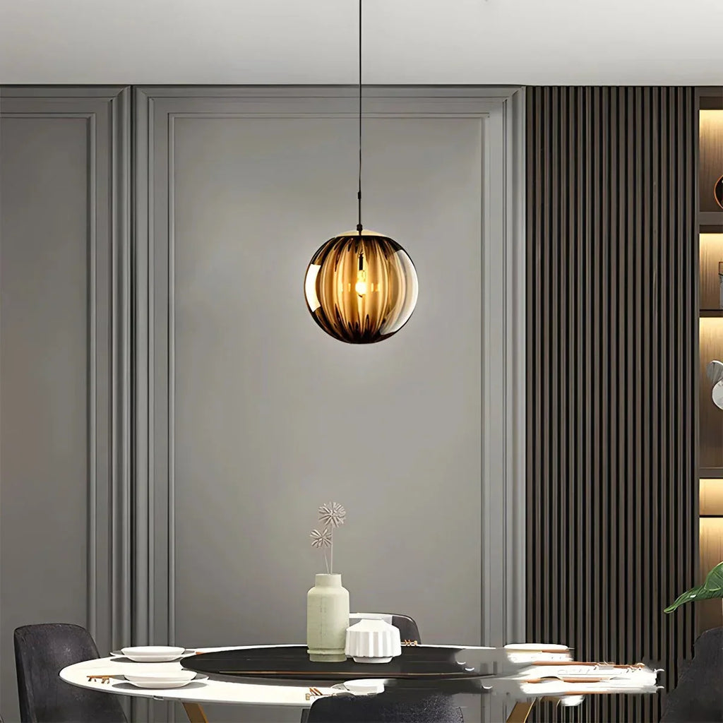 Nordic Glass Globe Pendant Light With Water Pattern For Modern Homes