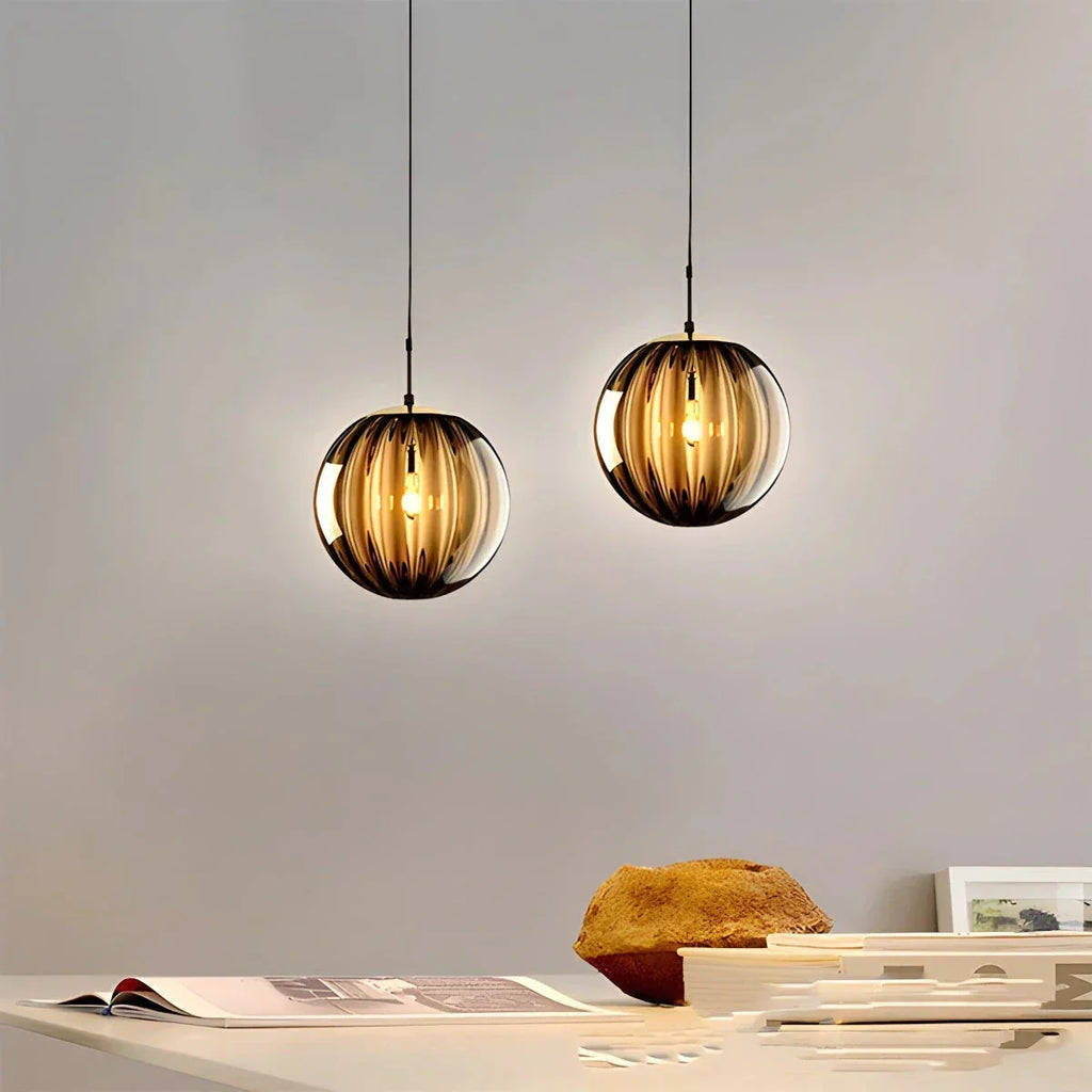 Nordic Glass Globe Pendant Light With Water Pattern For Modern Homes