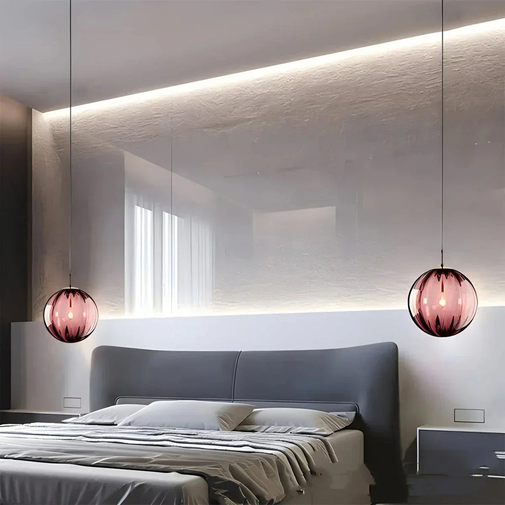Nordic Glass Globe Pendant Light With Water Pattern For Modern Homes