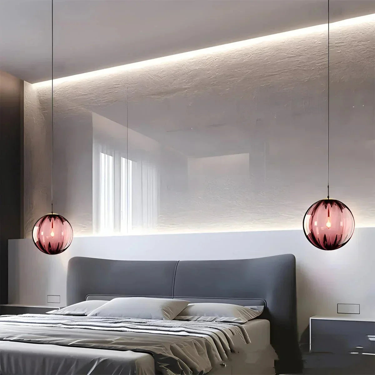 Nordic Glass Globe Pendant Light With Water Pattern For Modern Homes