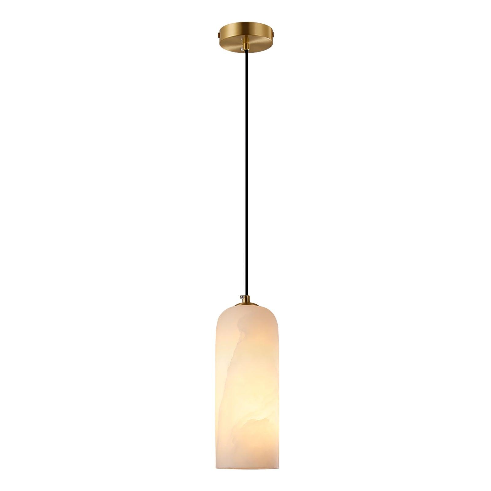 Moderne globependellampe i alabast med messingfinish | Ormexis