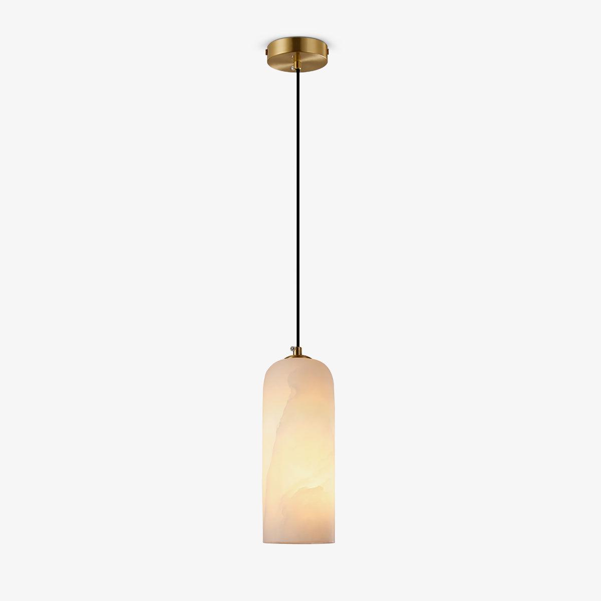 Moderne globependellampe i alabast med messingfinish | Ormexis