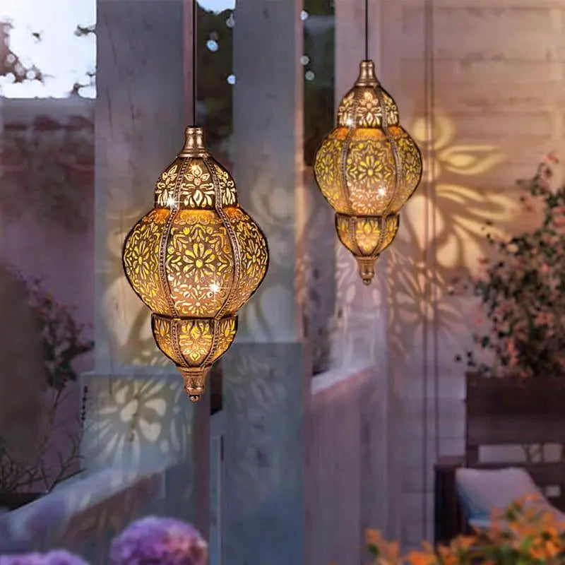 Lanterne solaire marocaine pour ambiance extérieure avec activation automatique