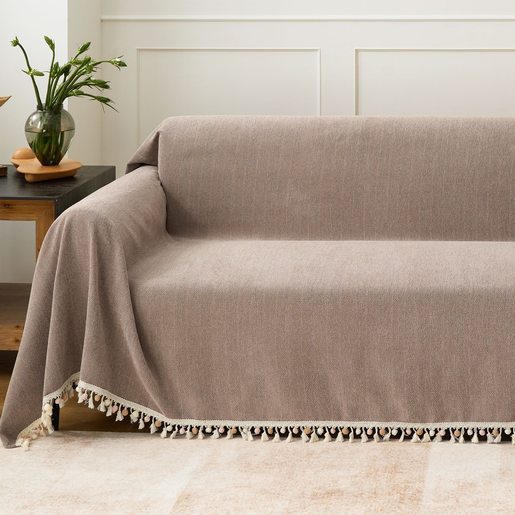 Herringbone Tassel Sofa Cover | Ormexis