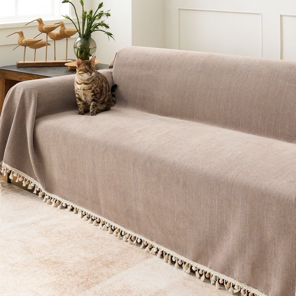 Herringbone Tassel Sofa Cover | Ormexis
