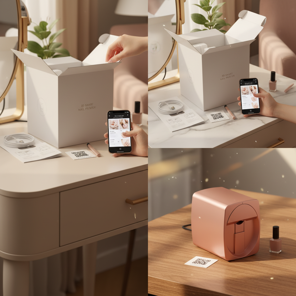 Studio nehtového designu 3D tiskárna na nehty využívající umělou inteligenci pro vlastní návrhy