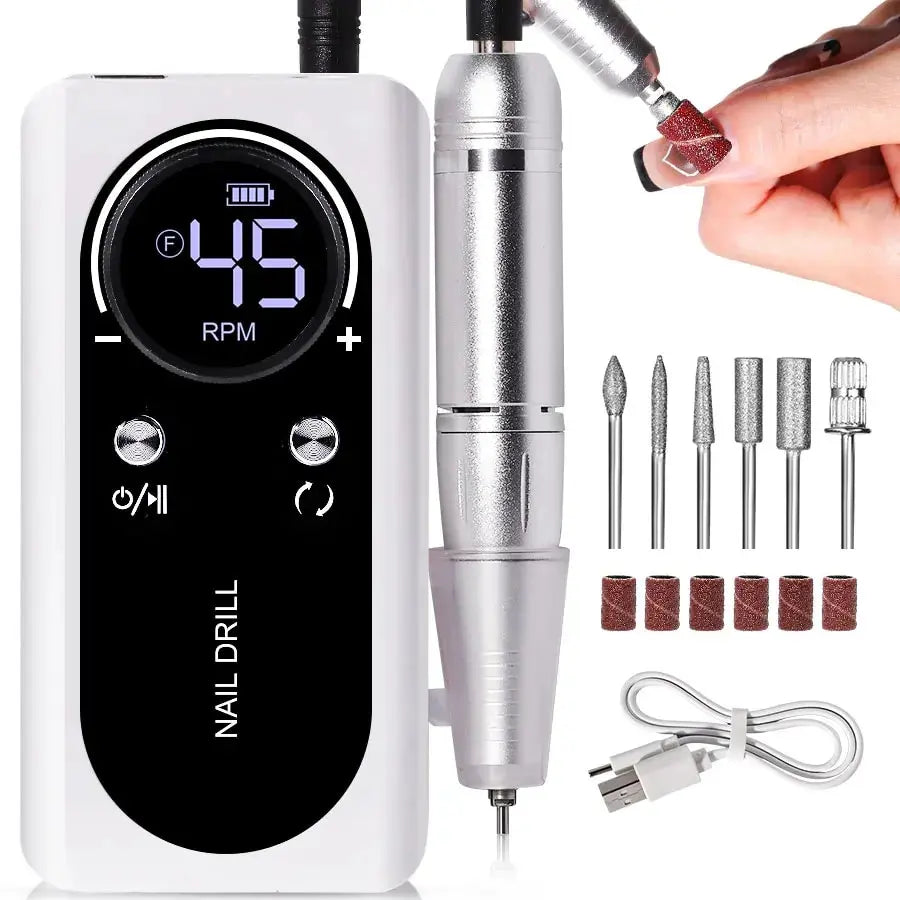 Profesionální elektrický pilník na nehty Nail Care Pro 45000 ot./min, dobíjecí baterie, nízká hlučnost