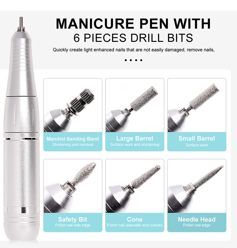 Profesionální elektrický pilník na nehty Nail Care Pro 45000 ot./min, dobíjecí baterie, nízká hlučnost