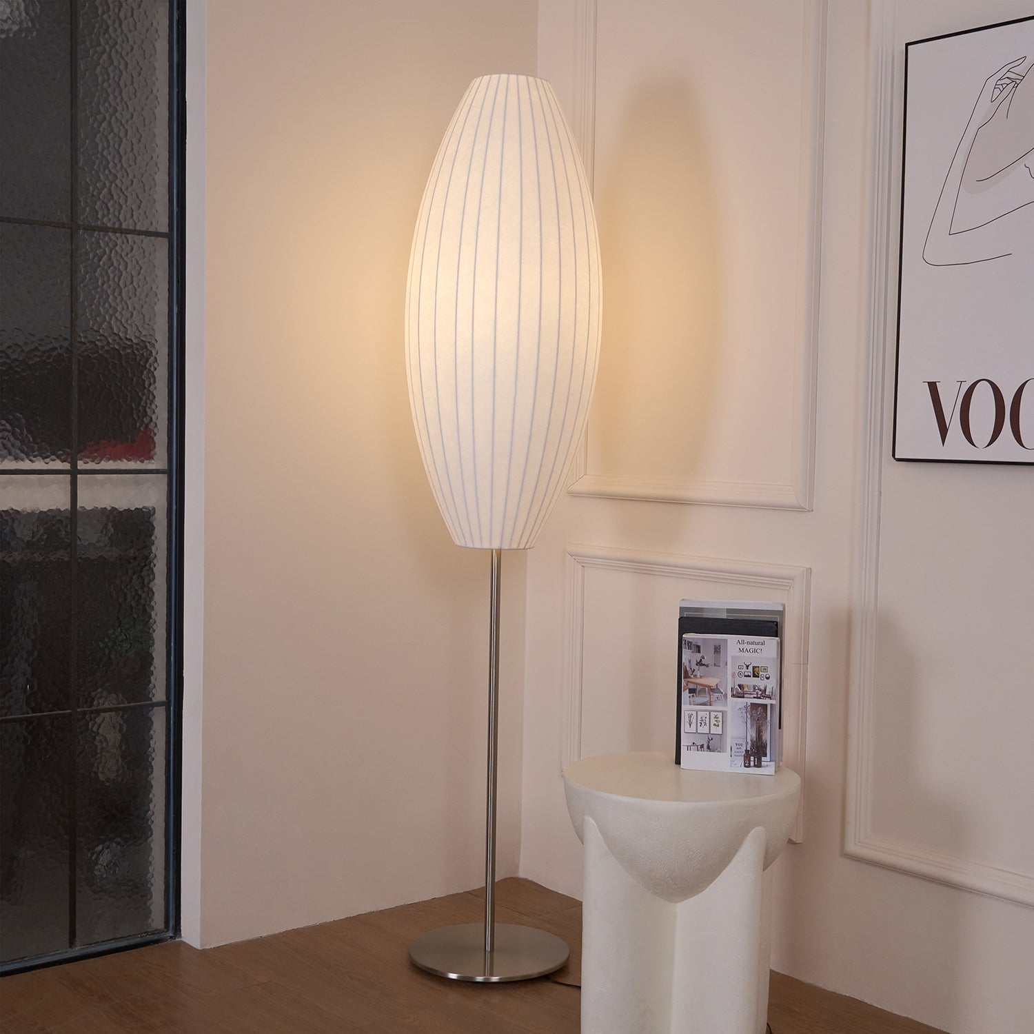 Spherical Ribbed Shade Floor Lamp | Ormexis