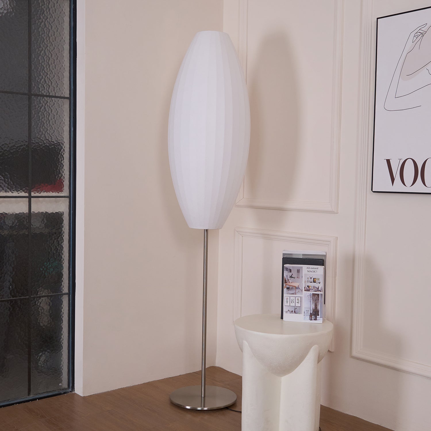 Spherical Ribbed Shade Floor Lamp | Ormexis