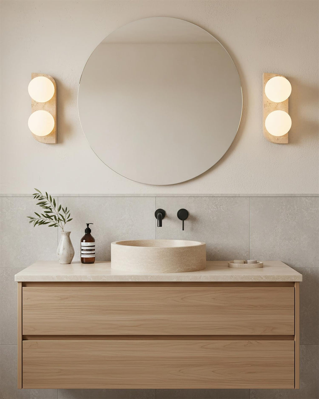 Travertine Orb Wall Light | Ormexis